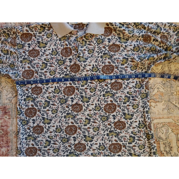 Vintage 3-Button Floral Polo Gold Shirt Trim Dino Dimilano Large - Picture 4 of 5